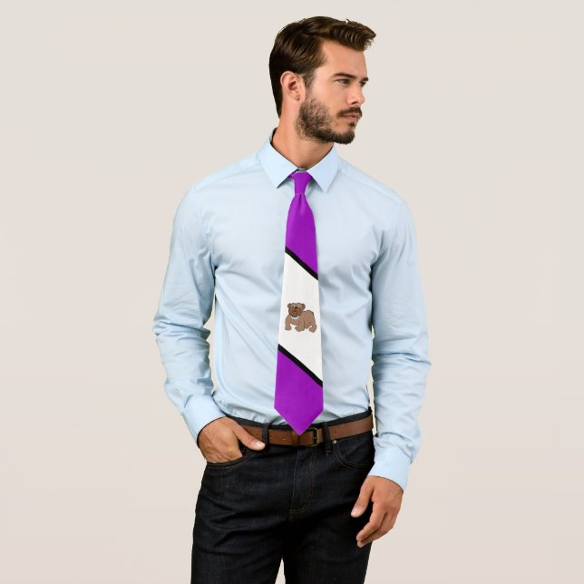 Cravate Bulldogs Équipe sportive Purple White Necktie (En situation)