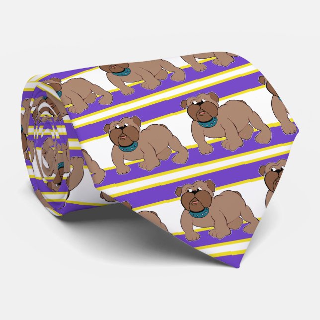 Cravate Bulldogs Équipe sportive Purple White Necktie (Roulé)