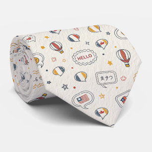 Cravate Bulles de discours Bonjour ludiques en motif trans