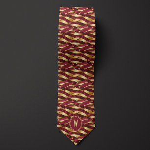 Cravate Burgundy et Gold Ribbon Abstract