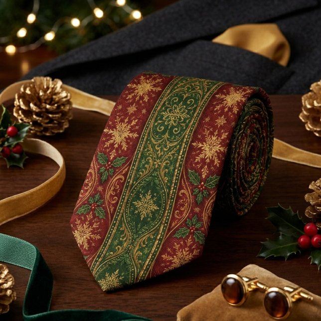 Cravate Burgundy & Forest Green Noël Régence (Créateur téléchargé)