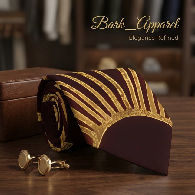 Cravate Burgundy & Gold Art Deco Geometric Pattern Formal  (Créateur téléchargé)