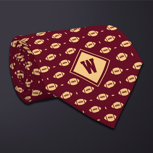 Cravate Burgundy Gold Football Icon Necktie (Créateur téléchargé)