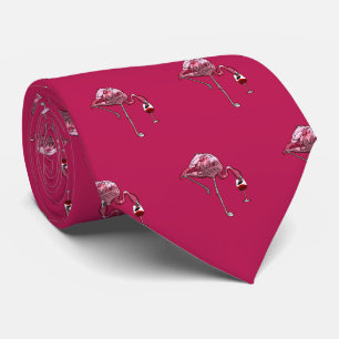 Cravate Buveur de vin à motif flamant rose mignon