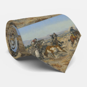 Cravate C.M Russell Ennuis Vintage Western Cowboy