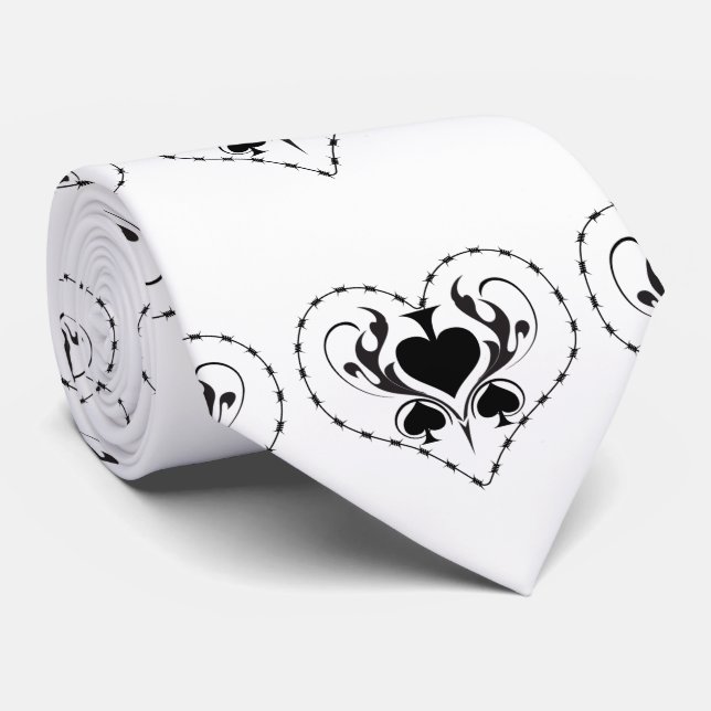 Cravate Câble Barbelé Coeur Black Spades Thunder_Cove (Roulé)