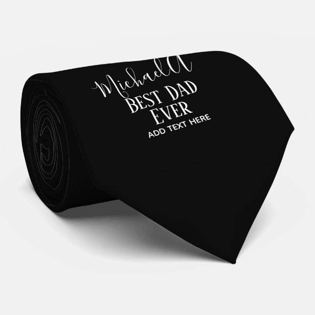 Cravate Cadeau DAD Personnalisé Classique Noir Blanc (Roulé)