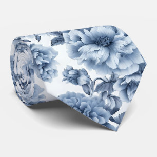 Cravate Cadeau de Fête des Pères en Porcelaine Fleurie Ble