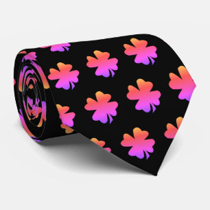 Cravate Cadeau de la Saint-Patrick Rose Shamrock Noir Fave