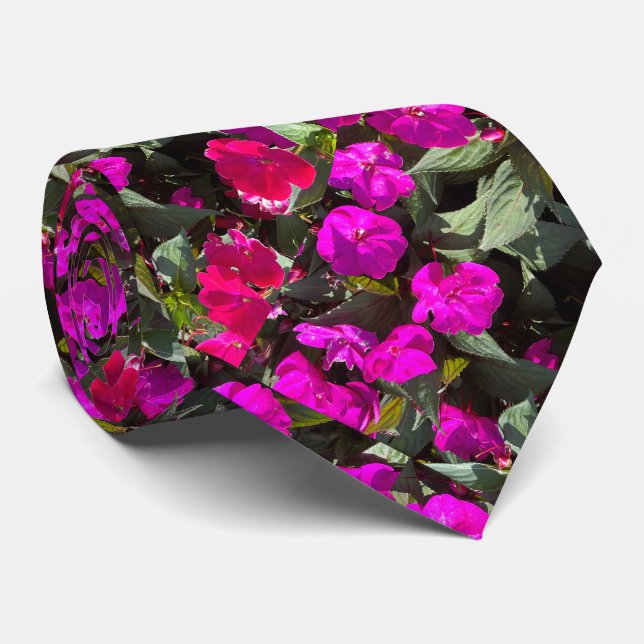 Cravate Cadeau de mariage abstrait d'art floral rose (Roulé)