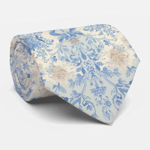 Cravate Cadeau de mariage en porcelaine bleu clair floral 