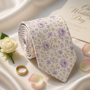 Cravate Cadeau de mariage floral à la lavande pour le mari