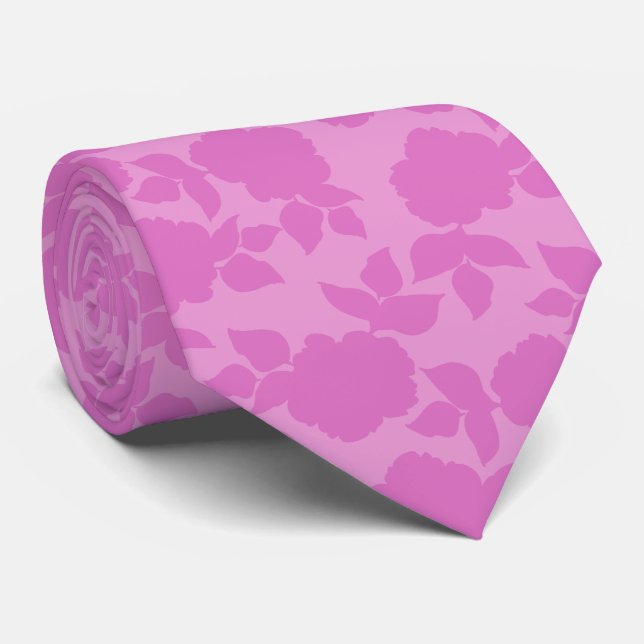Cravate Cadeau de mariage floral rose pour le marié (Roulé)