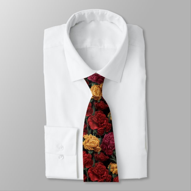 Cravate Cadeau de Noël original pour hommes Fleur d'œillet (Attaché)