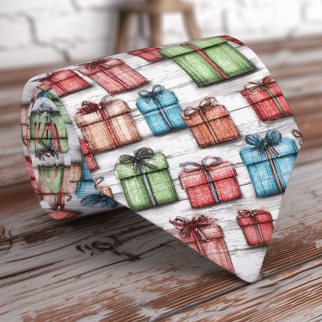 Cravate cadeau de Noël primitif rustique (Créateur téléchargé)