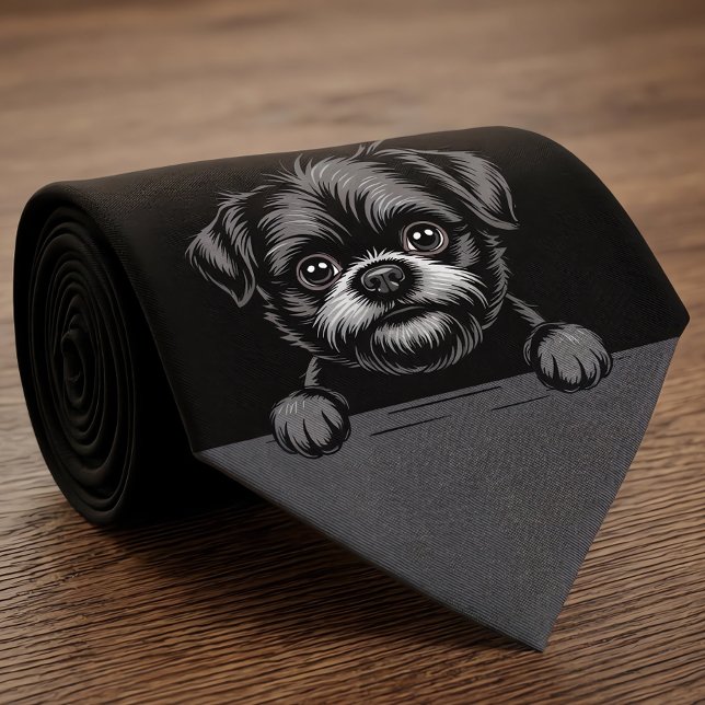 Cravate Cadeau drôle de chien Affenpinscher pour amateur d (Affenpinscher neck tie.)