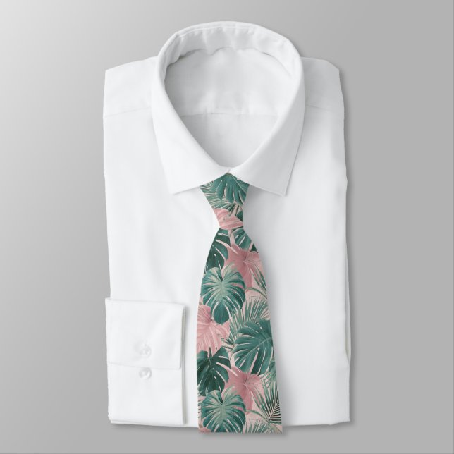 Cravate Cadeau Élégant Pour Petit Ami Florale Tropicale (Attaché)