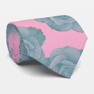 Cravate Cadeau Fleur Rose Bleu Poussiéreux Rose Florale Vi