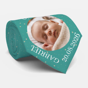 Cravate Cadeau personnalisé avec photo de bébé, nom et ann