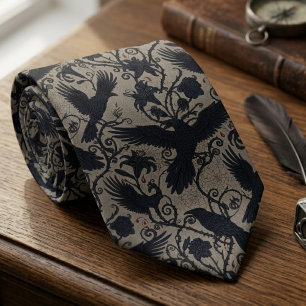 Cravate Cadeau pour amateur de Dark Academia corbeau flora