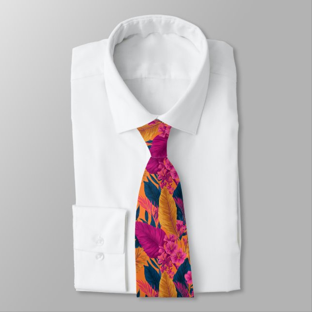 Cravate Cadeaux à la mode pour lui floral tropical (Attaché)