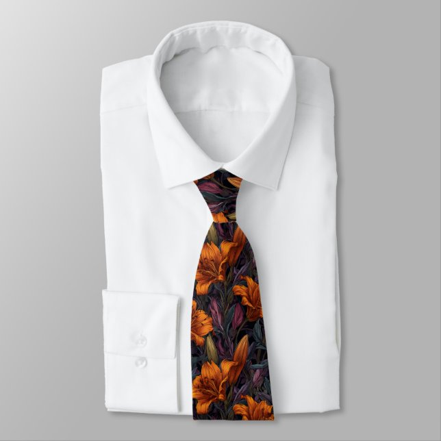 Cravate Cadeaux originaux pour lui Lilies Floral (Attaché)