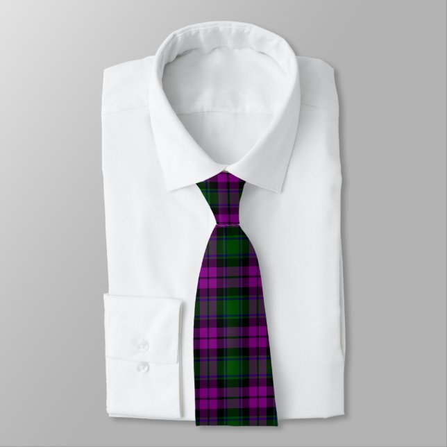 Cravate Cadeaux pour hommes à carreaux Fuchsia et vert (Attaché)