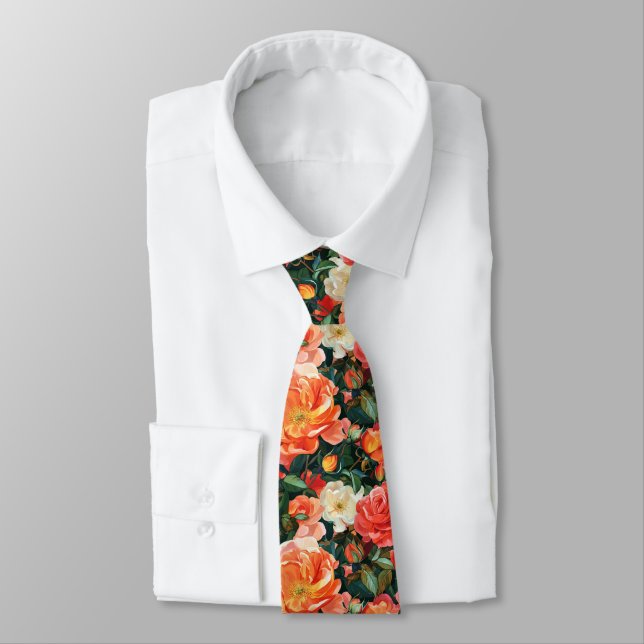 Cravate Cadeaux uniques pour hommes Rose florale (Attaché)