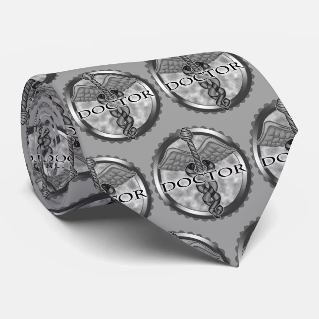 Cravate Caducée de médecin en argent (Roulé)