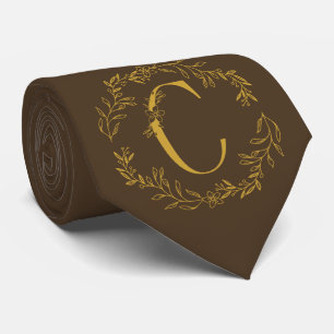 Cravate Café Noir Groomsmen Monogramme