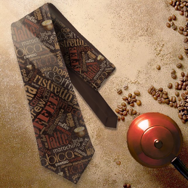 Cravate Café sur Burlap Word Cloud Brown ID283 (Créateur téléchargé)