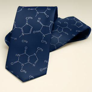 Cravate Caféine Molecule bleu marine