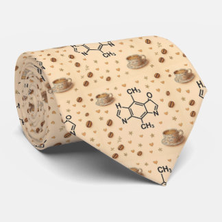 Cravate Caffeine Molecule & Coffee Pattern Necktie 