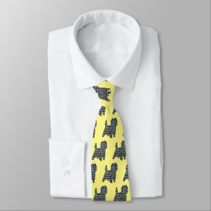 Cravate Cairn Terrier Chien Jaune & Blue Gridlines Jaune