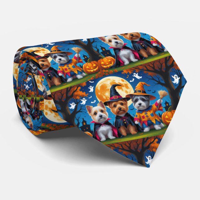Cravate Cairn Terrier Chiens Citrouille Halloween Funny (Roulé)