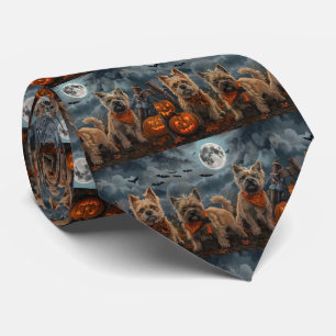 Cravate Cairn Terrier Halloween Squelettes