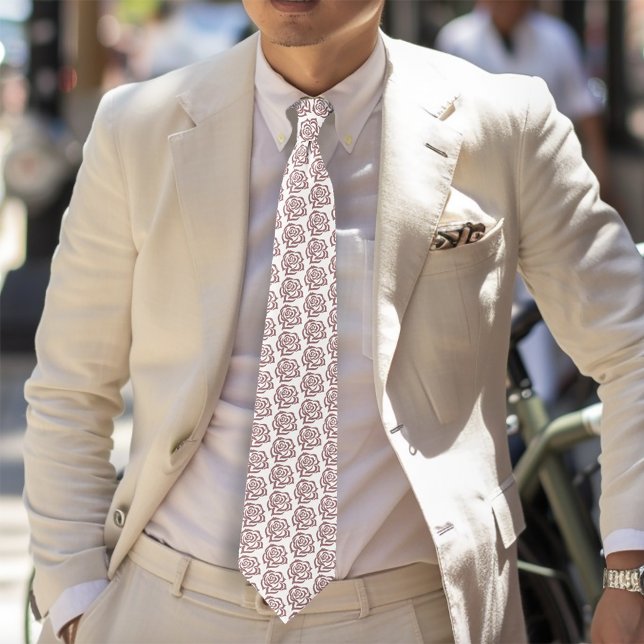 Cravate Camées botaniques Régence Rose poussiéreuse romant (Créateur téléchargé)