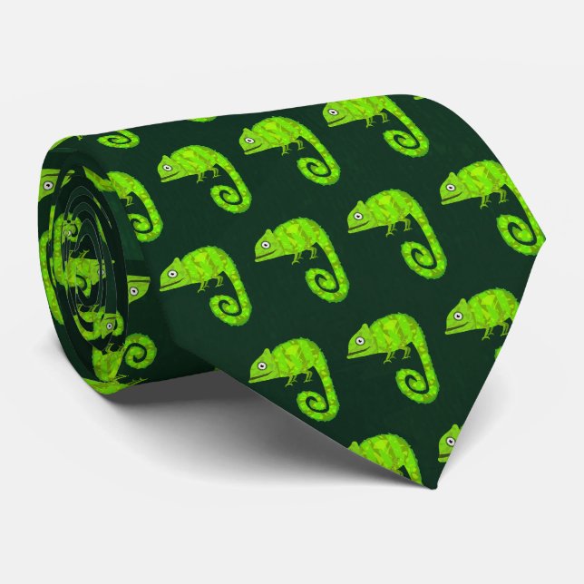 Cravate Caméléon mignon vert (Roulé)