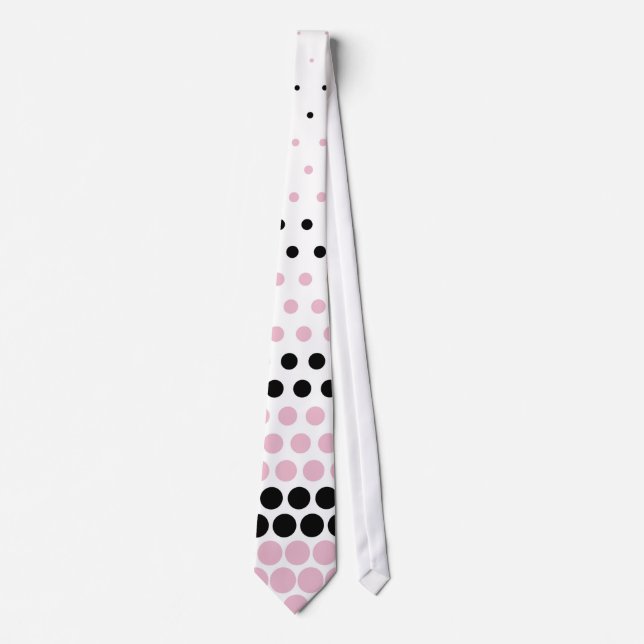 Cravate Cameo moderne rose et noir Polka point (Devant)
