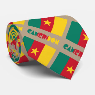 Cravate Cameroun et drapeau camerounais en mosaïque