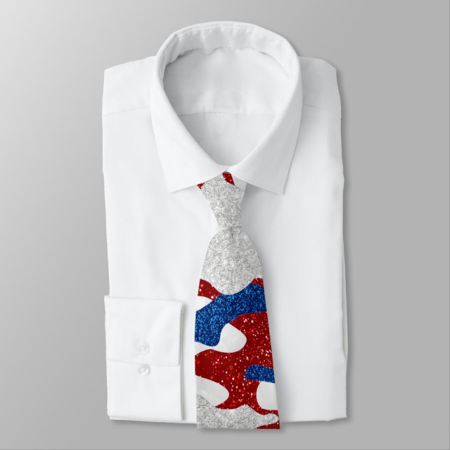 Cravate Camo américain du 4 juillet pailleté (Attaché)