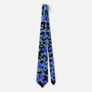 Cravate Camouflage bleu gras en Turquoise et noir