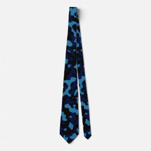 Cravate Camouflage bleu marine en bleu ciel et noir