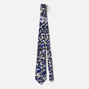 Cravate Camouflage bleu, noir, gris, Motif Camo Design