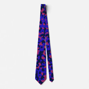 Cravate Camouflage bleu vibre en rouge foncé et noir profo