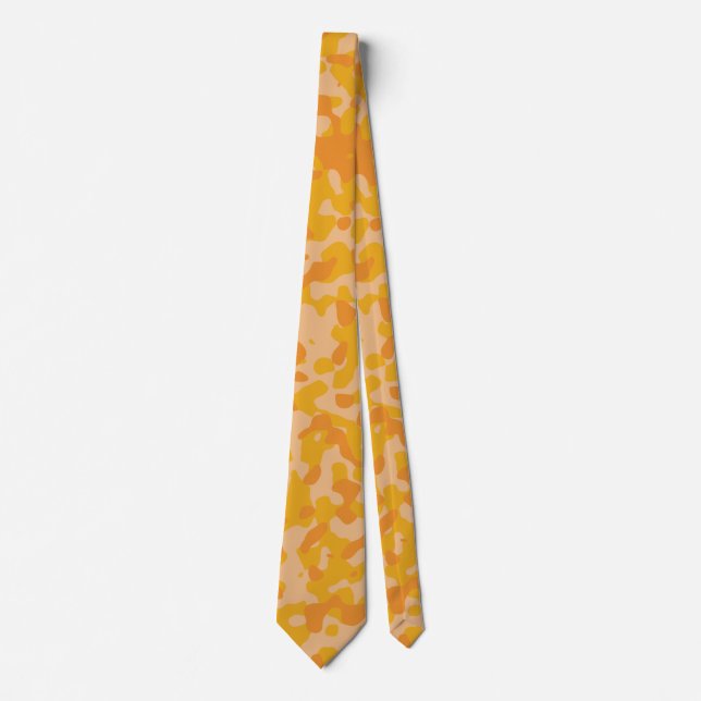 Cravate Camouflage d'or en orange et beige (Devant)