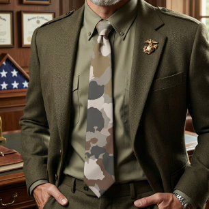 Cravate Camouflage Militaire Tons Terre Bruns