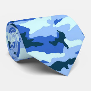 Cravate Camouflage Motif en bois bleu