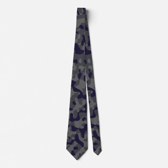 Cravate Camouflage noir en gris ardoise et charbon (Devant)