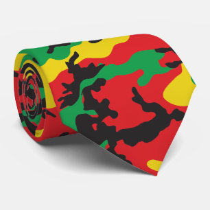 Cravate Camouflage Rasta Jamaïcain Imprimé Motif